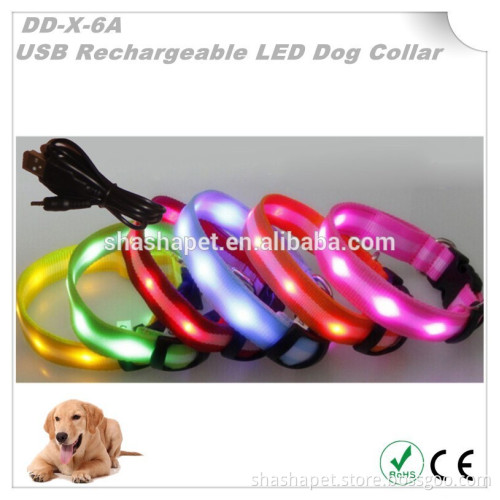 6pcs Super LED Light USB Rechargeable dog collars with electric led dog collar